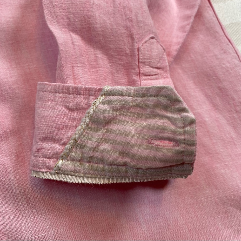 Tommy Bahama 100% Linen Pink Button-Up Shirt Blouse Long Sleeve Sz S/P - Picture 5 of 16